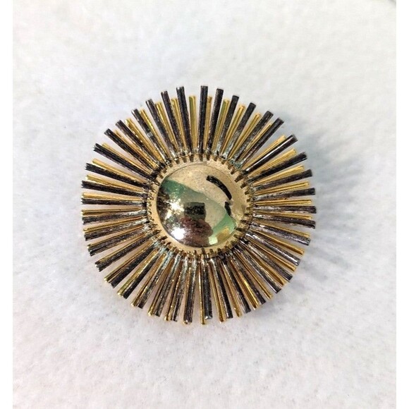 Sunburst Vintage Gold Tone Brooch - Picture 1 of 7
